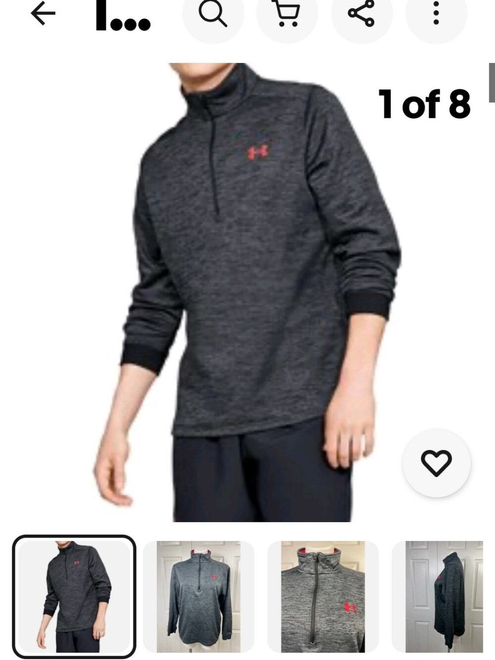 Under Armour Men’s Heathered Charcoal Quarter-Zip Pullover with Coral Accent NWT